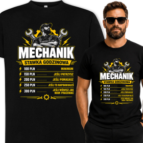Koszulka Mechanik Stawka Godzinowa – Śmieszna Koszulka dla Mechanika Samochodowego