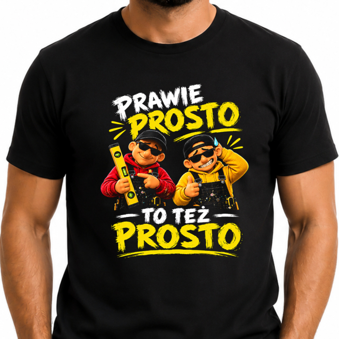 Koszulka - Prawie Prosto To Też Prosto - Śmieszna dla Budowlańca