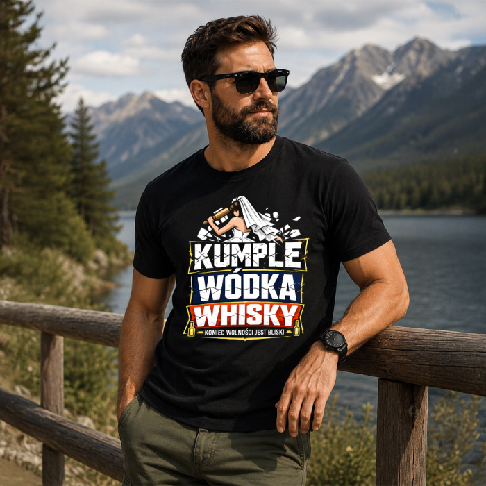 Koszulka Na Wieczór Kawalerski Dla Przyszłego Pana Młodego - Kumple Wódka Whisky