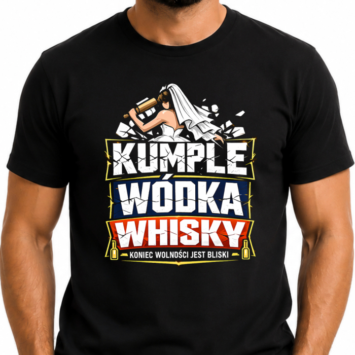 Koszulka Na Wieczór Kawalerski Dla Przyszłego Pana Młodego - Kumple Wódka Whisky