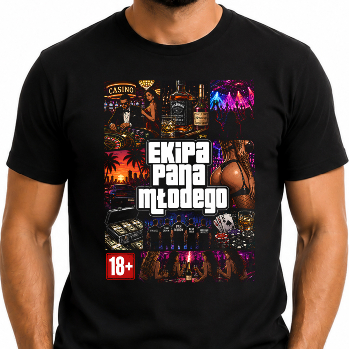 Koszulka Ekipa Pana Młodego 18+ – Wieczór Kawalerski GTA Style