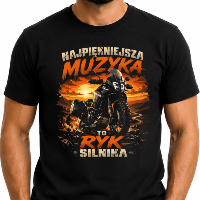 Koszulka Męska dla Motocyklisty - Najpiękniejsza Muzyka To Ryk Silnika