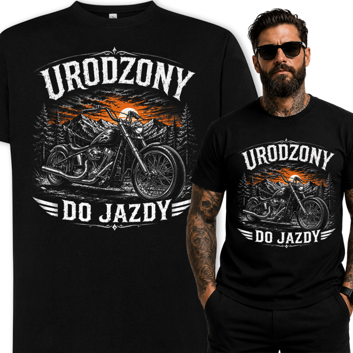 Koszulka Motocyklowa – Urodzony Do Jazdy Dla Motocyklisty