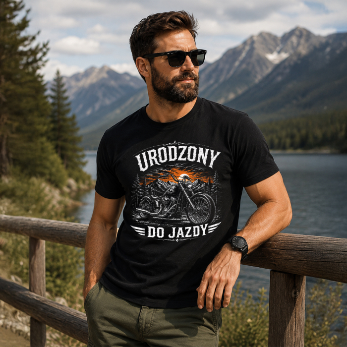 Koszulka Motocyklowa – Urodzony Do Jazdy Dla Motocyklisty