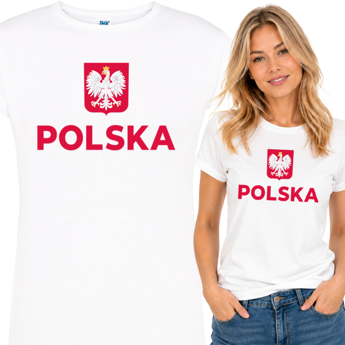 Damska Koszulka Patriotyczna - POLSKA Godło, Koszulka Na Mecz Marsz