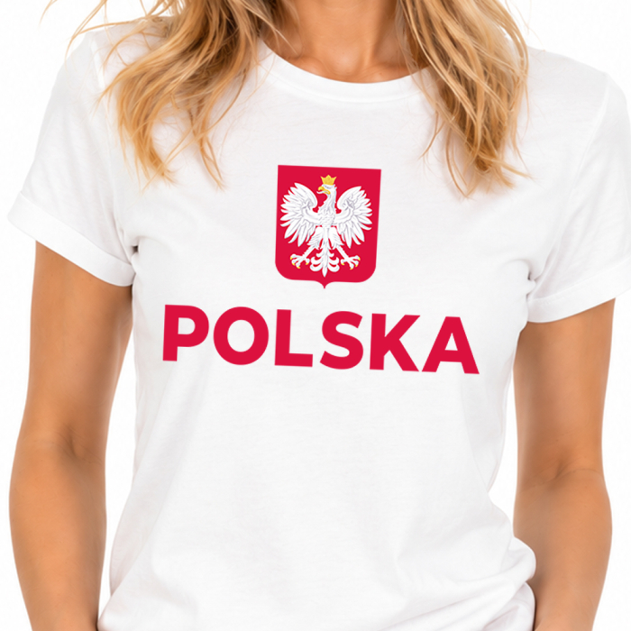 Damska Koszulka Patriotyczna - POLSKA Godło, Koszulka Na Mecz Marsz