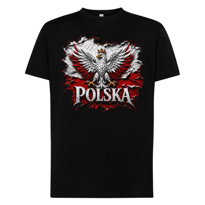 Koszulka Męska Patriotyczna - Polska Orzeł Mapa Godło