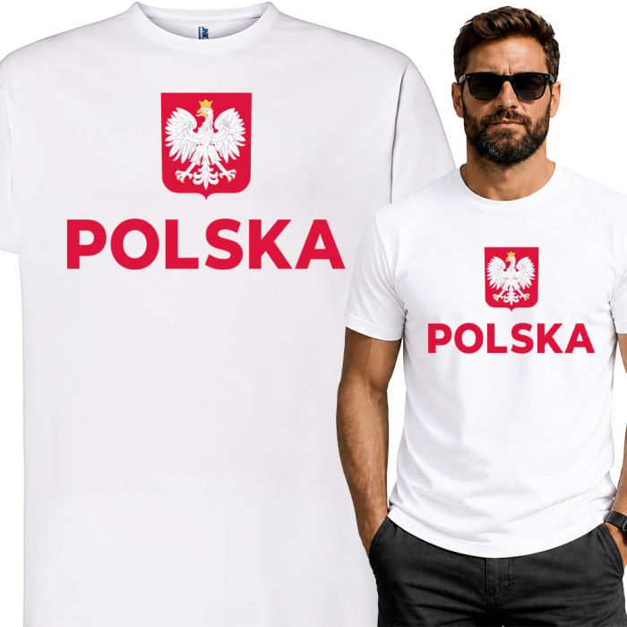 Męska Koszulka Patriotyczna – POLSKA Godło | Koszulka dla Kibica Reprezentacji Polski