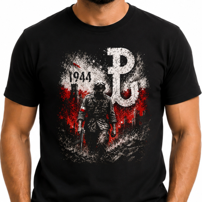 Męska Koszulka Patriotyczna – Powstanie Warszawskie 1944 Polska Walcząca