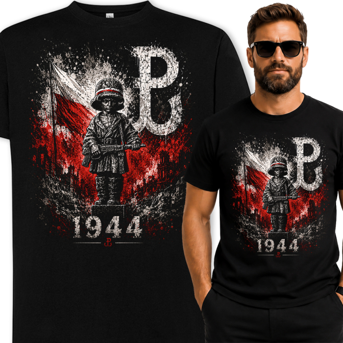 Męska Koszulka Patriotyczna –Mały Powstaniec 1944