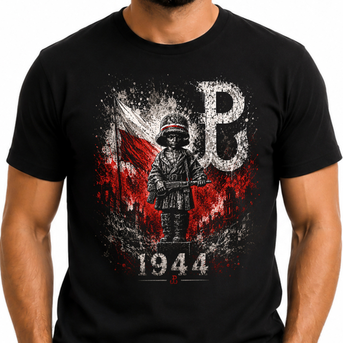 Męska Koszulka Patriotyczna –Mały Powstaniec 1944