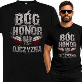 Męska Koszulka Patriotyczna – Bóg Honor Ojczyzna