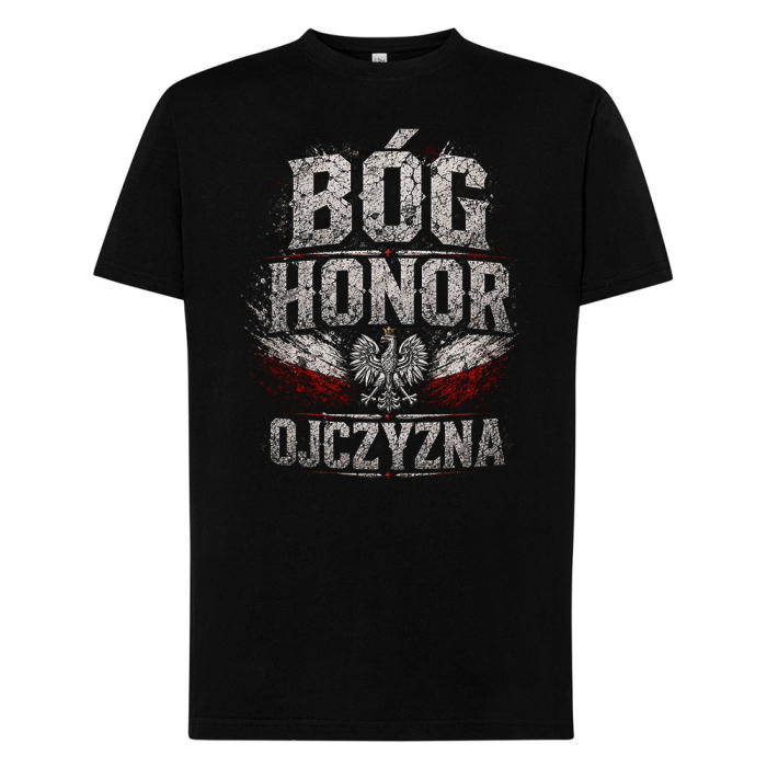 Męska Koszulka Patriotyczna – Bóg Honor Ojczyzna