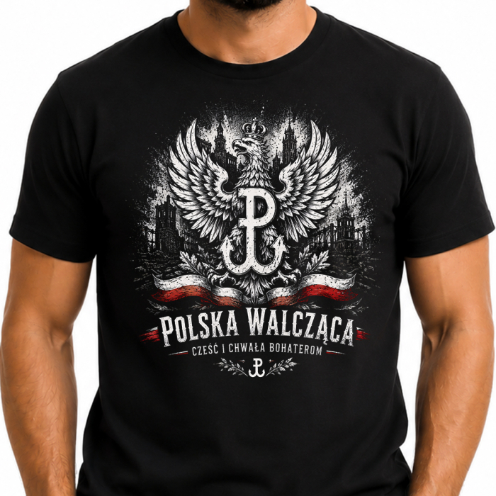 Męska Koszulka Patriotyczna – Polska Walcząca - Cześć i Chwała Bohaterom