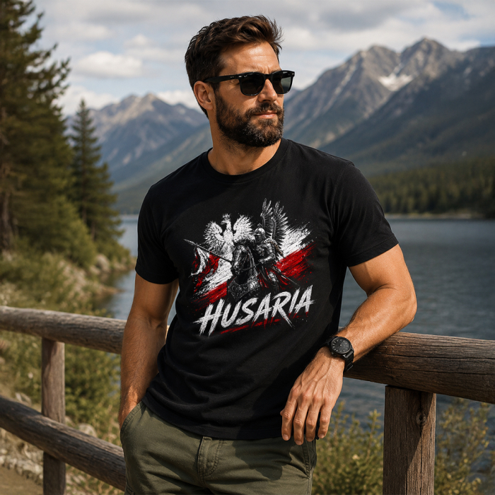 Męska Koszulka Patriotyczna - Husaria Husarz Polska