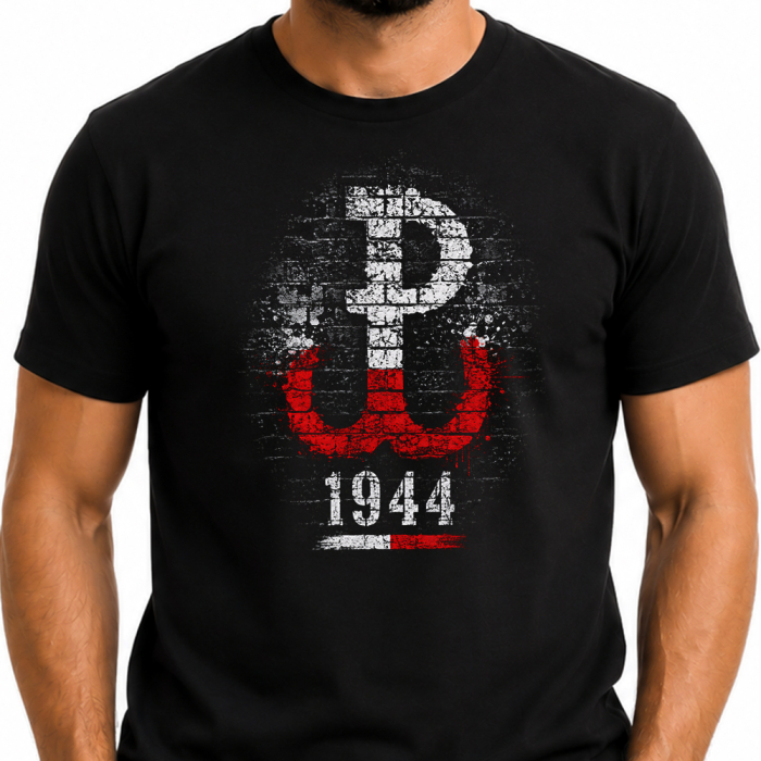 Męska Koszulka Patriotyczna - Polska Walcząca 1944 Symbol Powstania Warszawskiego
