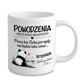 Kubek Powodzenia i Wszystkiego Najlepszego z Imieniem - Prezent na Odejście z Pracy