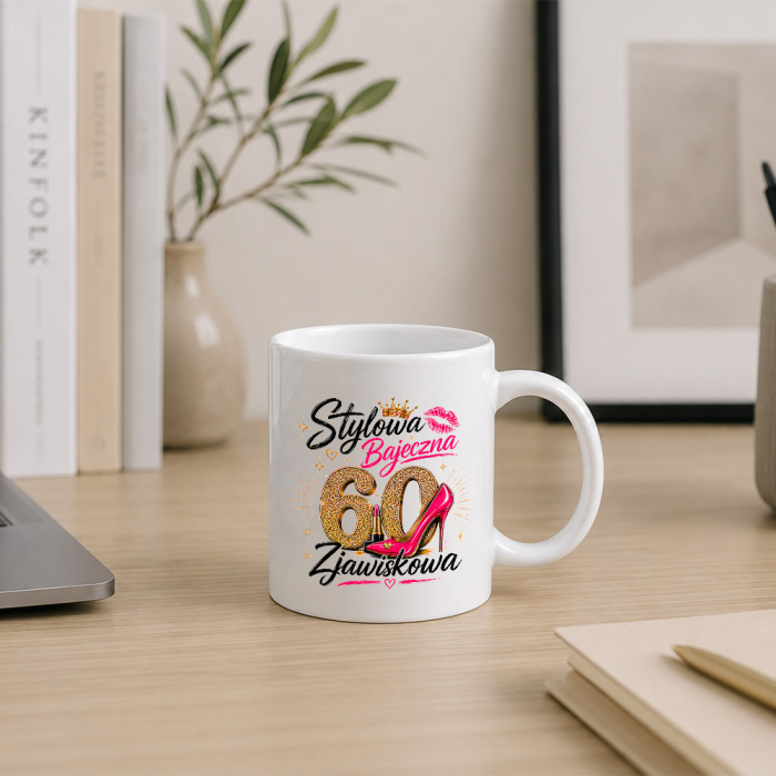 Kubek Na 60 Urodziny - Stylowa, Bajeczna, 60 – Zjawiskowa