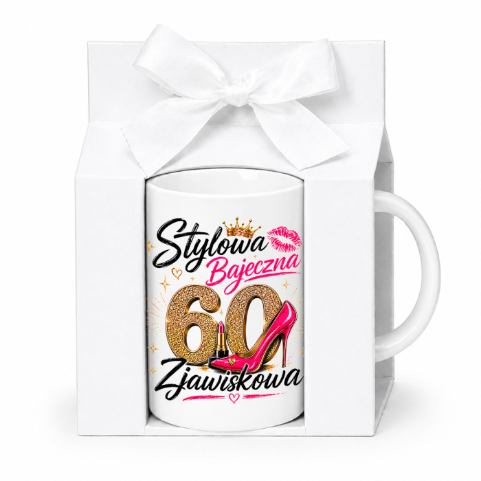 Kubek Na 60 Urodziny - Stylowa, Bajeczna, 60 – Zjawiskowa